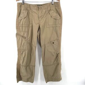 Eddie Bauer Cargo Pants Womens 14P Tan Utility Outdoor Hiking Ripstop Y2K Cotton